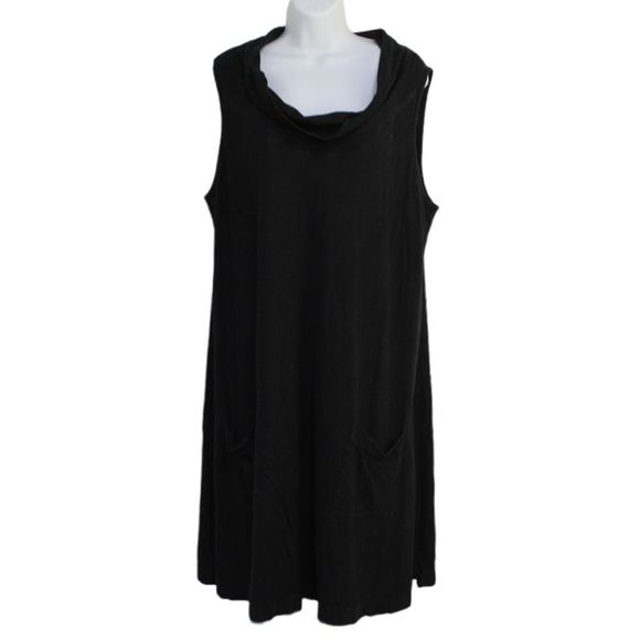Eileen Fisher black slub knit two pocket dress XL - Picture 1 of 11